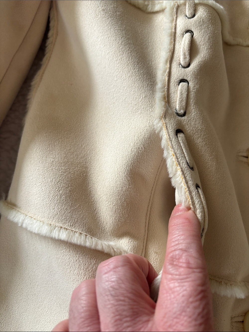 dennis basso Cream Faux Shearling Button Jacket - Picture 5 of 10